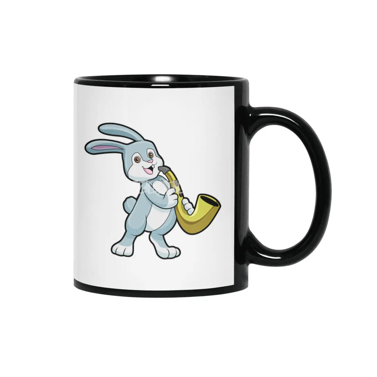 Bunny at Music with Saxophone Siyah Kupa