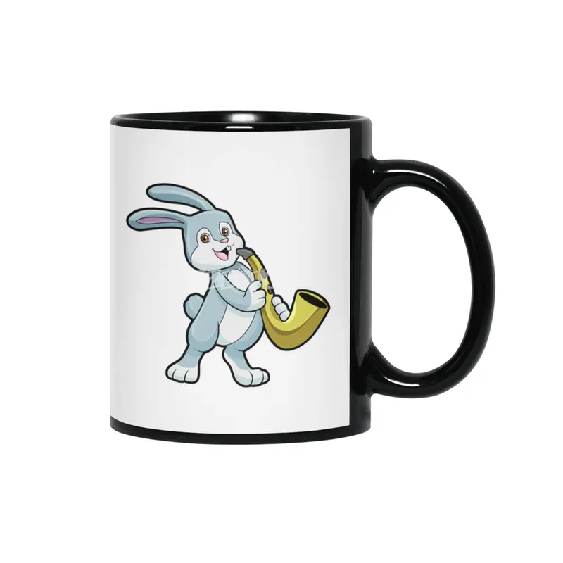 Bunny at Music with Saxophone Siyah Kupa