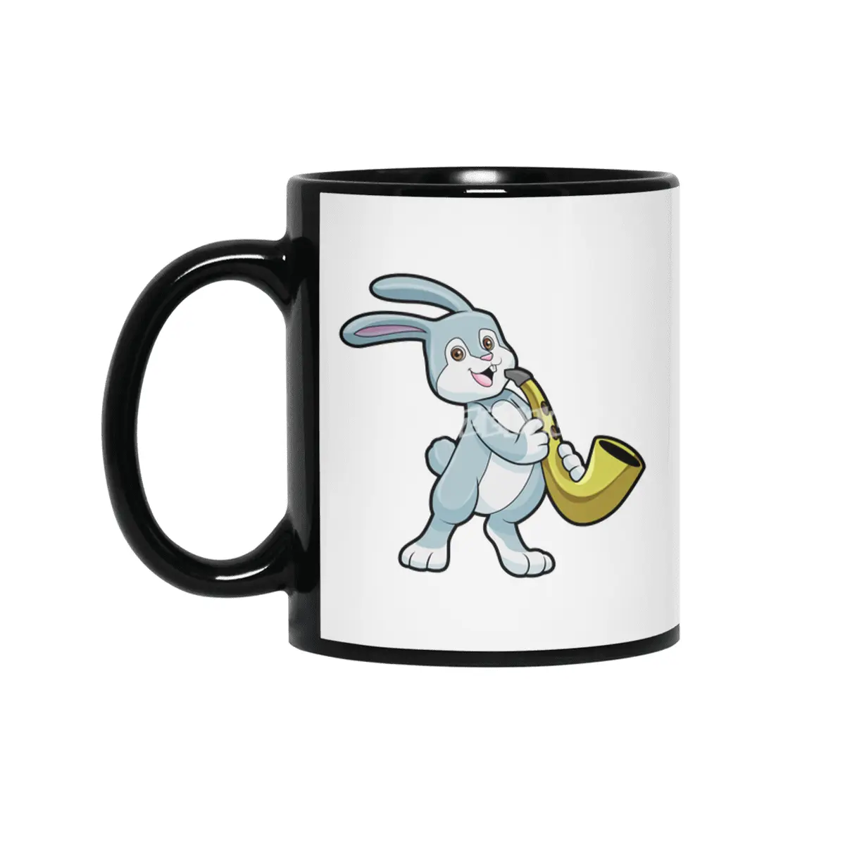 Bunny at Music with Saxophone Siyah Kupa