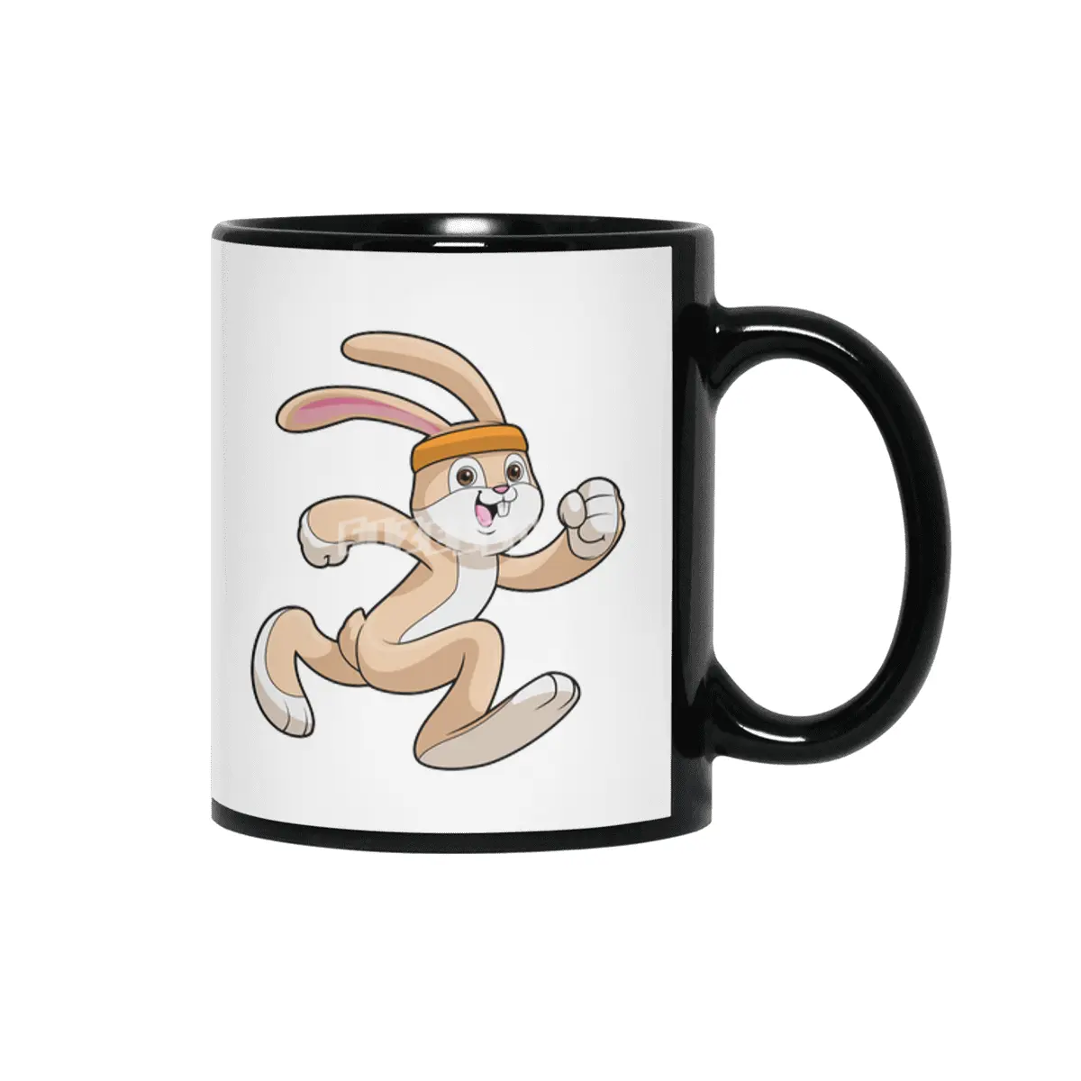 Bunny at Running with Headband Siyah Kupa