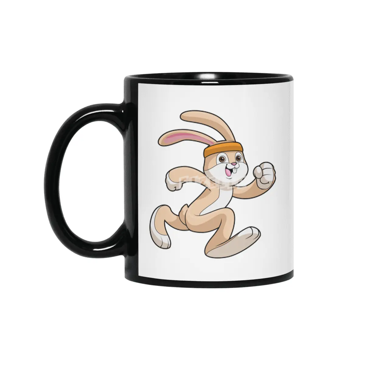 Bunny at Running with Headband Siyah Kupa