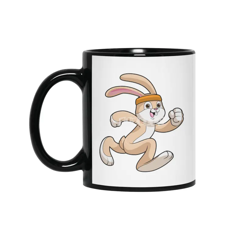 Bunny at Running with Headband Siyah Kupa