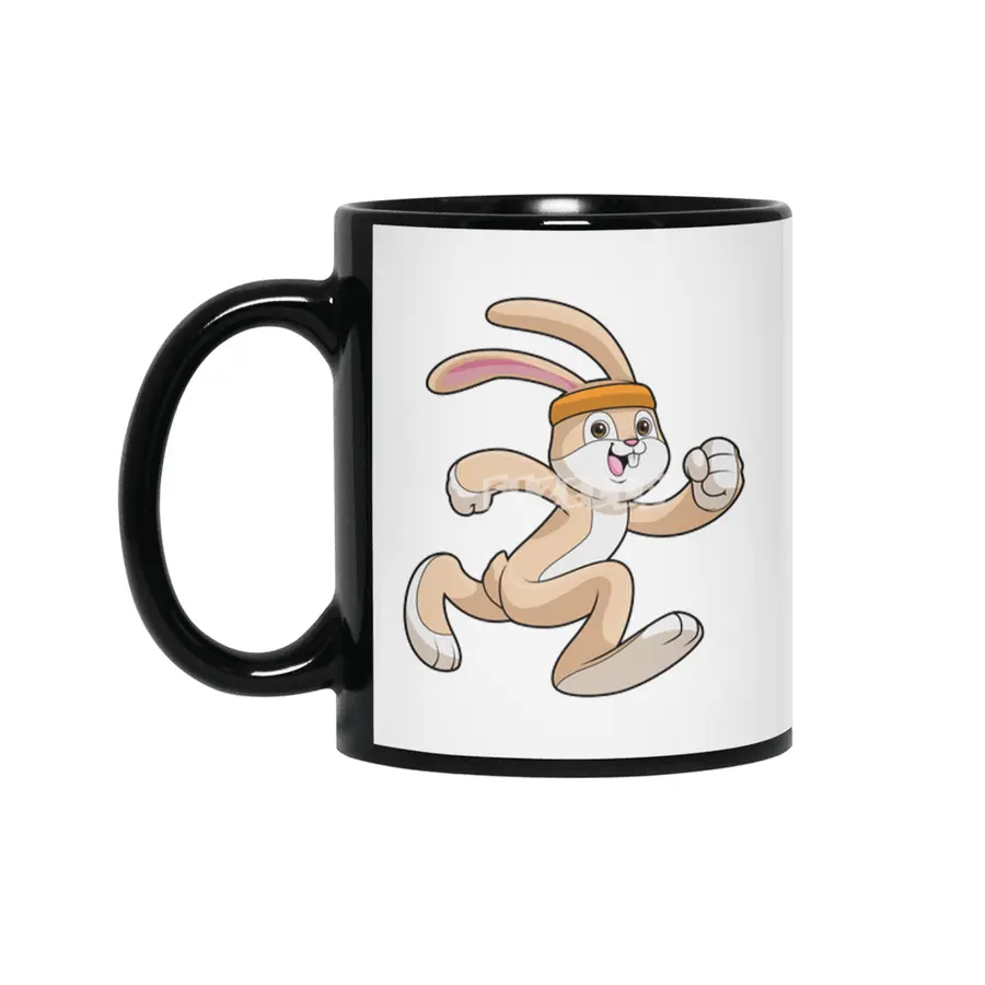 Bunny at Running with Headband Siyah Kupa
