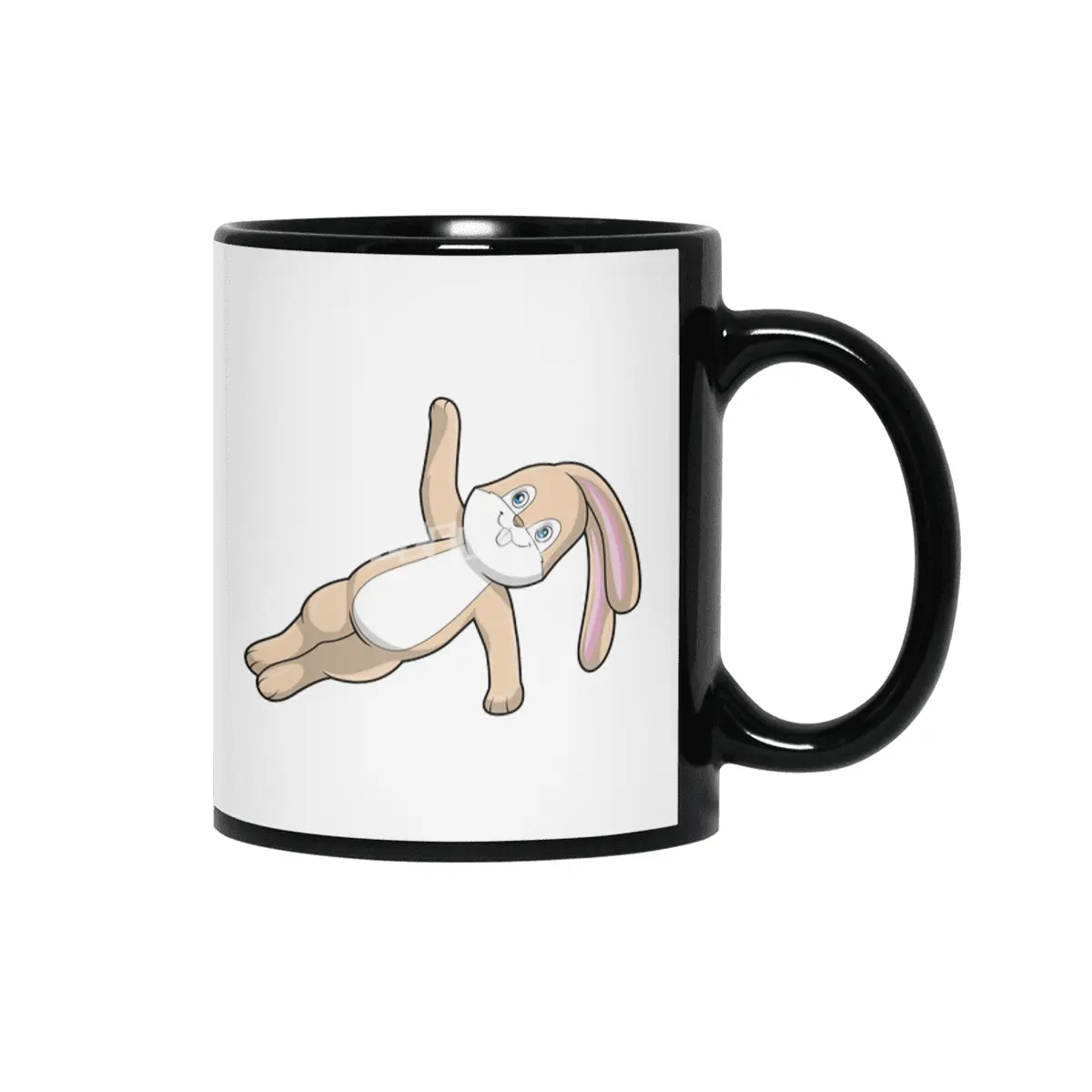 Bunny at Yoga Stretching Siyah Kupa