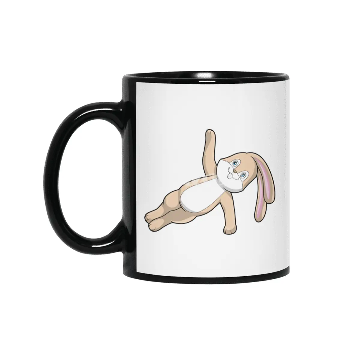 Bunny at Yoga Stretching Siyah Kupa