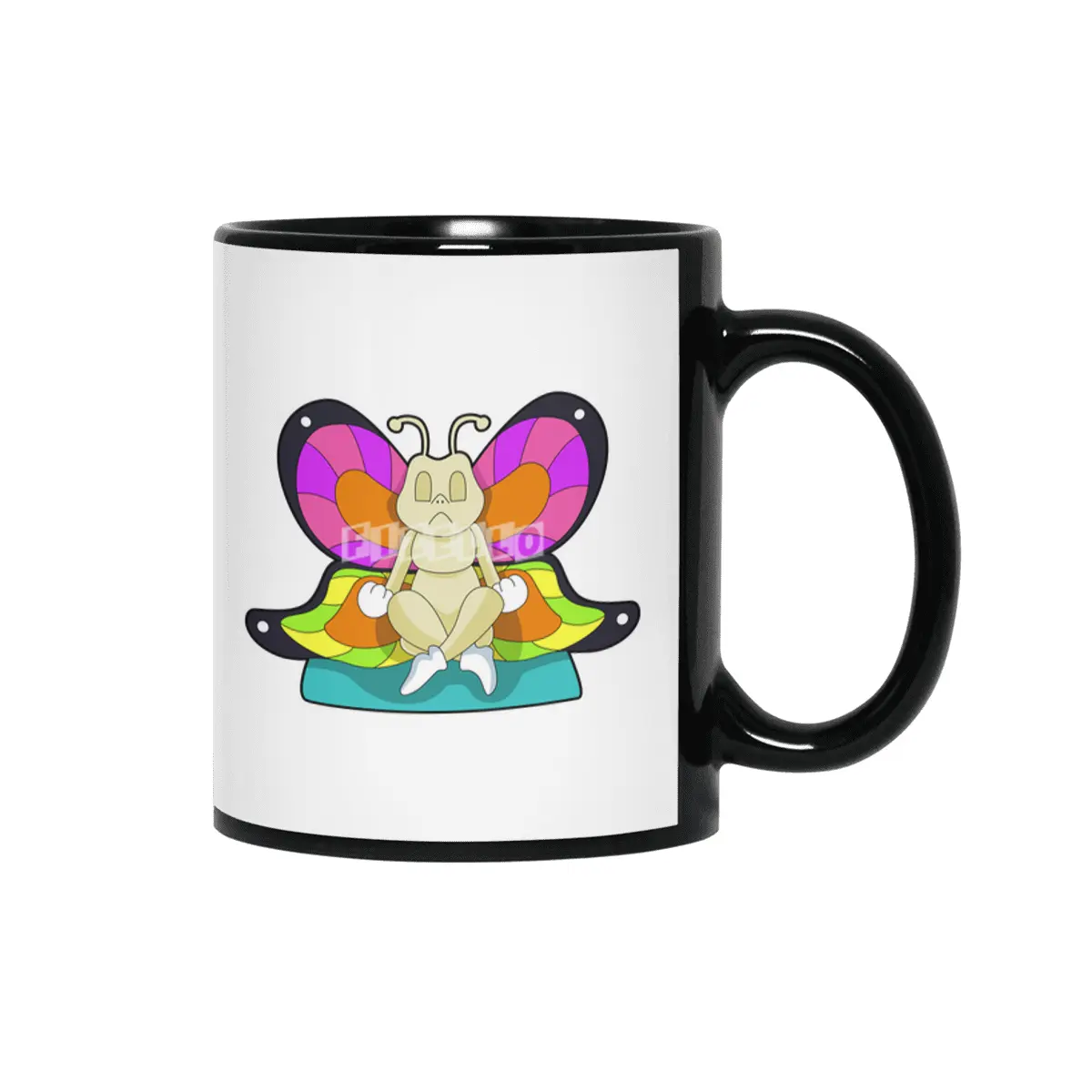 Butterfly at Yoga in Cross-legged Siyah Kupa