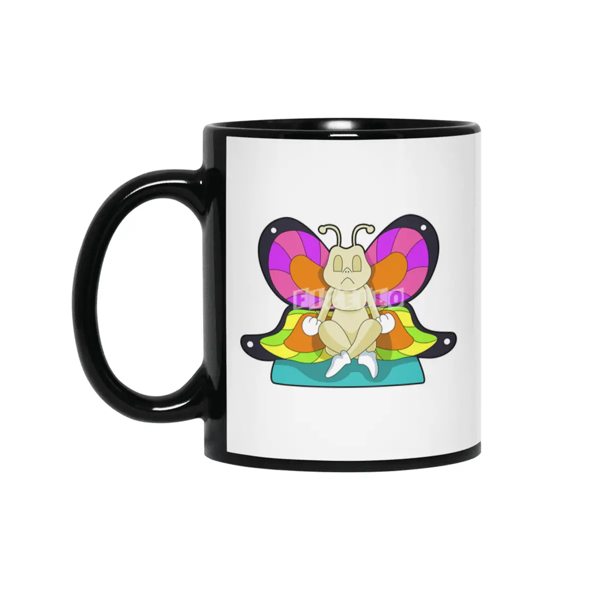 Butterfly at Yoga in Cross-legged Siyah Kupa