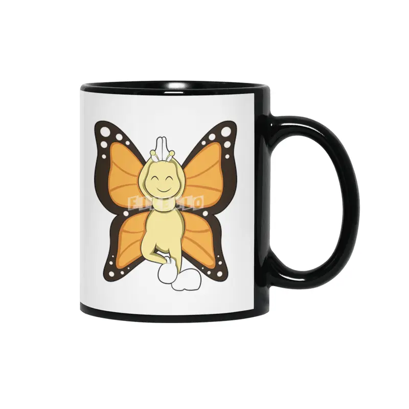 Butterfly at Yoga Stretching exercises Siyah Kupa