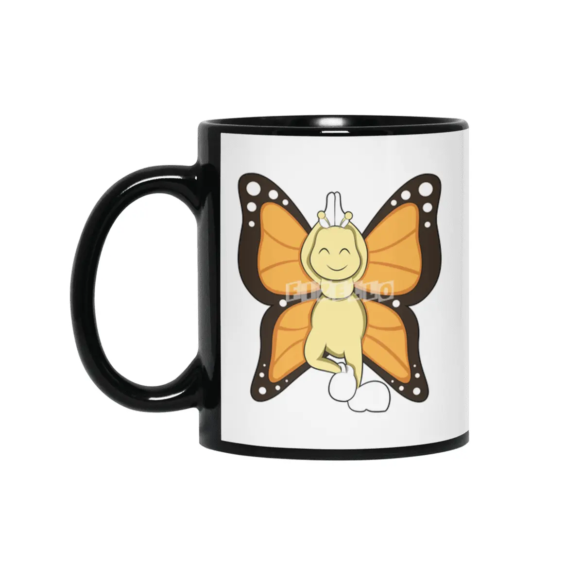 Butterfly at Yoga Stretching exercises Siyah Kupa