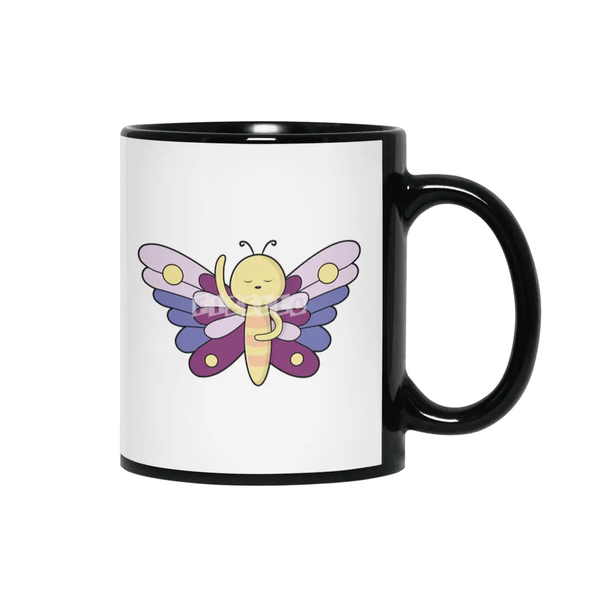 Butterfly with Dots Siyah Kupa