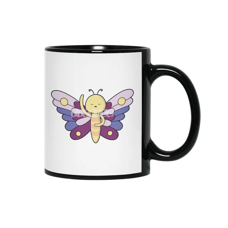 Butterfly with Dots Siyah Kupa
