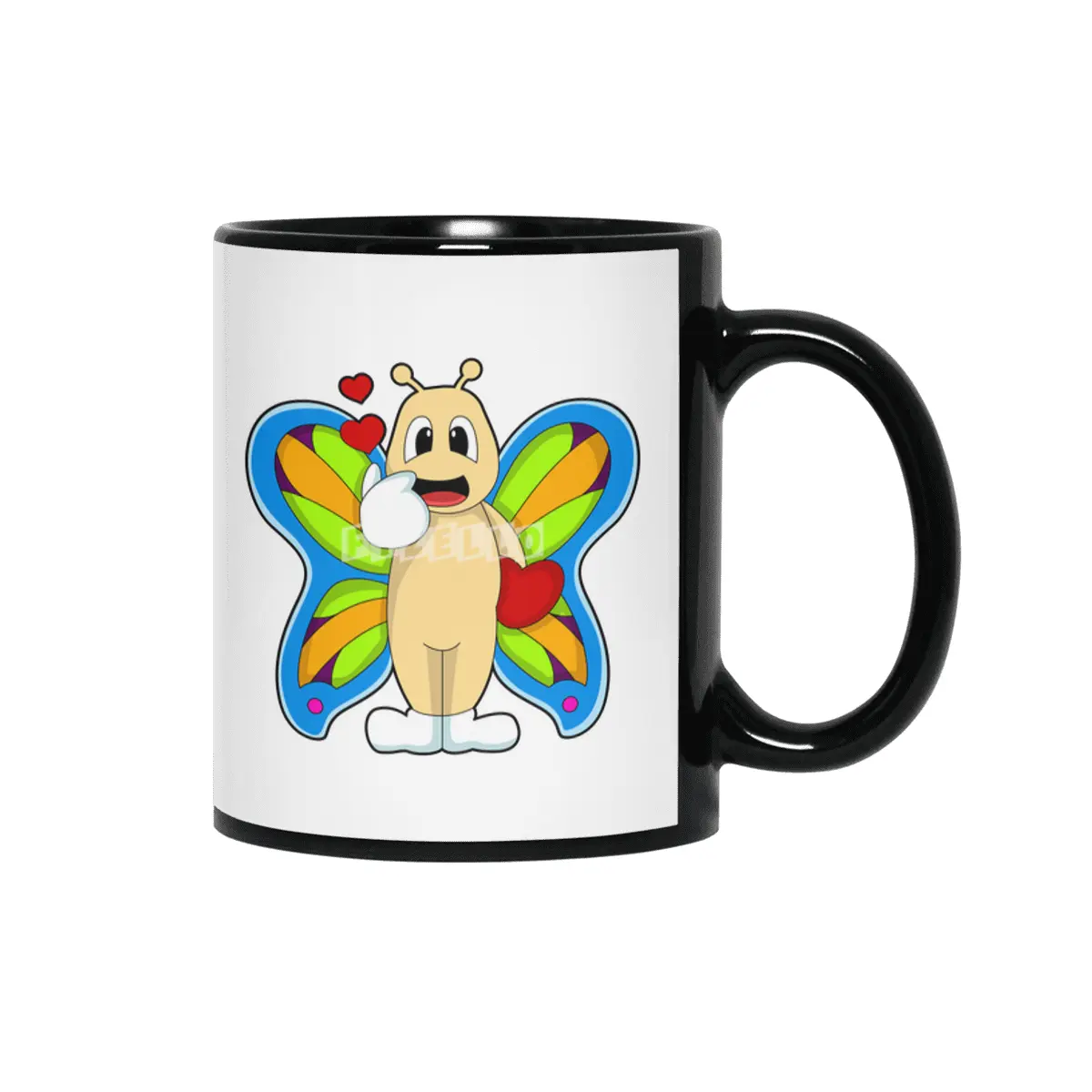 Butterfly with Heart Siyah Kupa