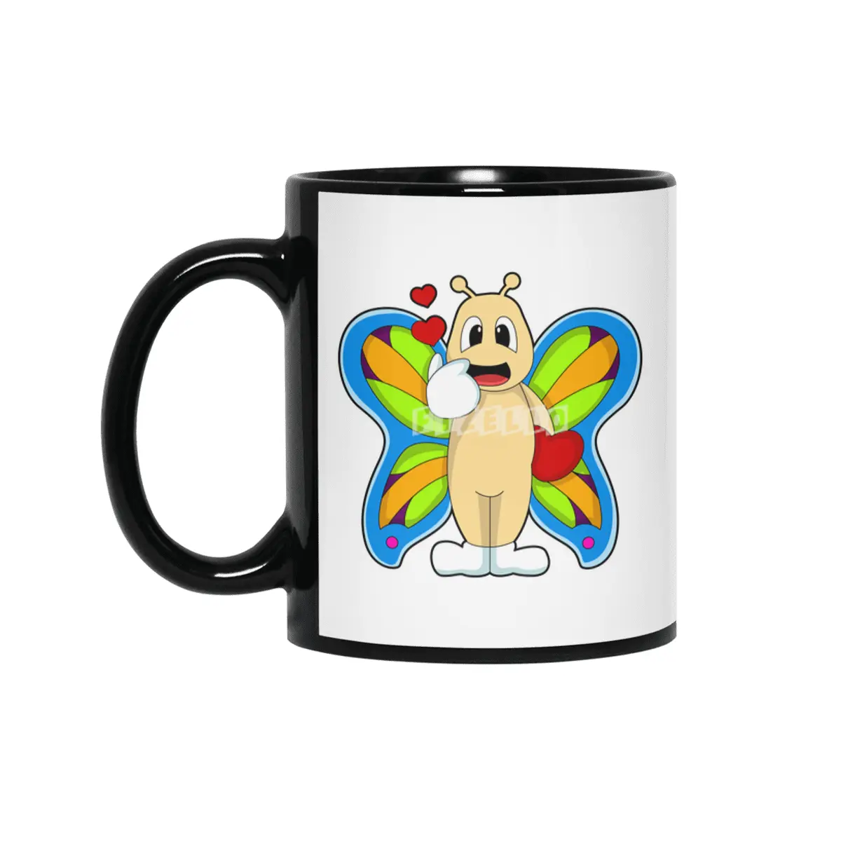 Butterfly with Heart Siyah Kupa