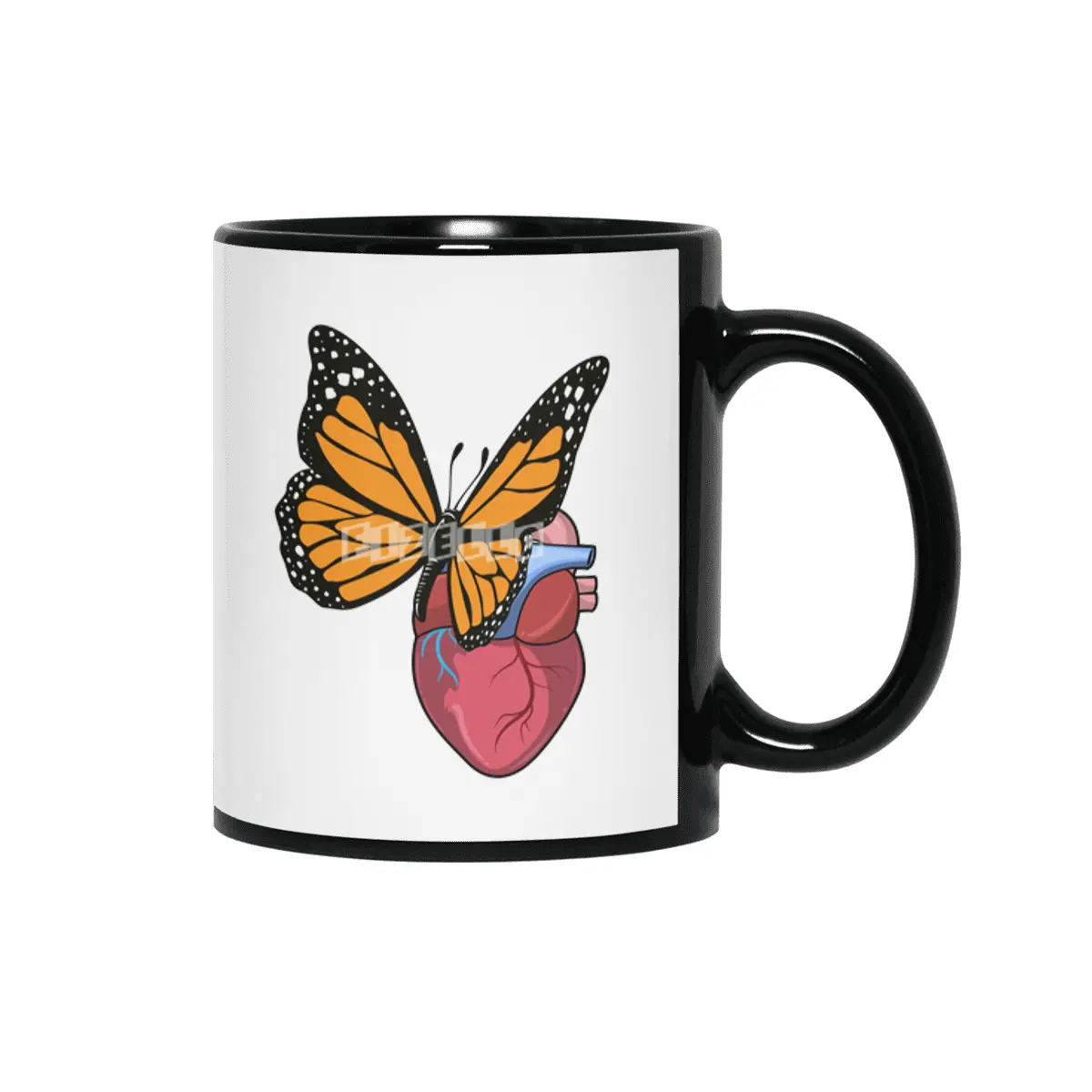 Butterfly with Heart Siyah Kupa