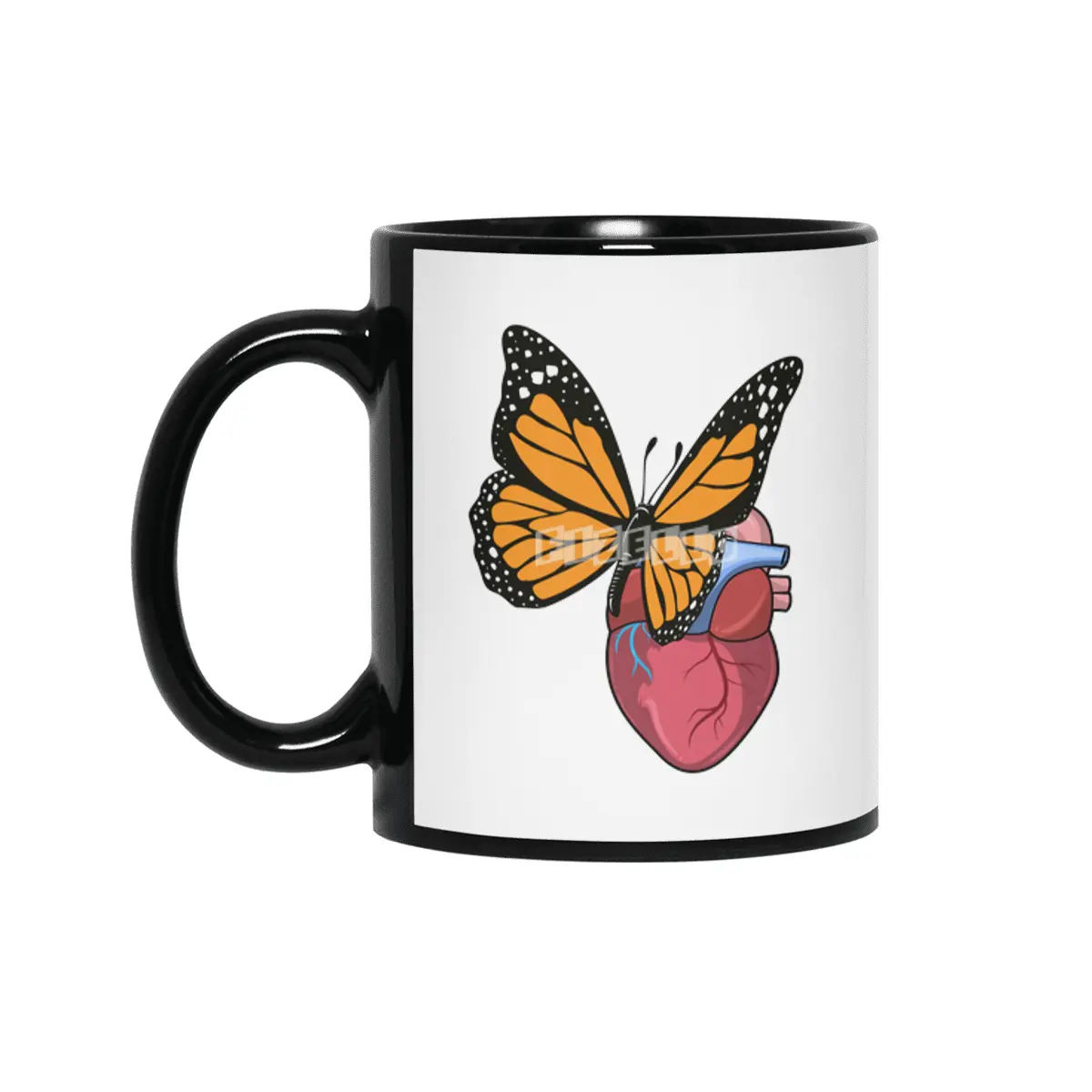 Butterfly with Heart Siyah Kupa
