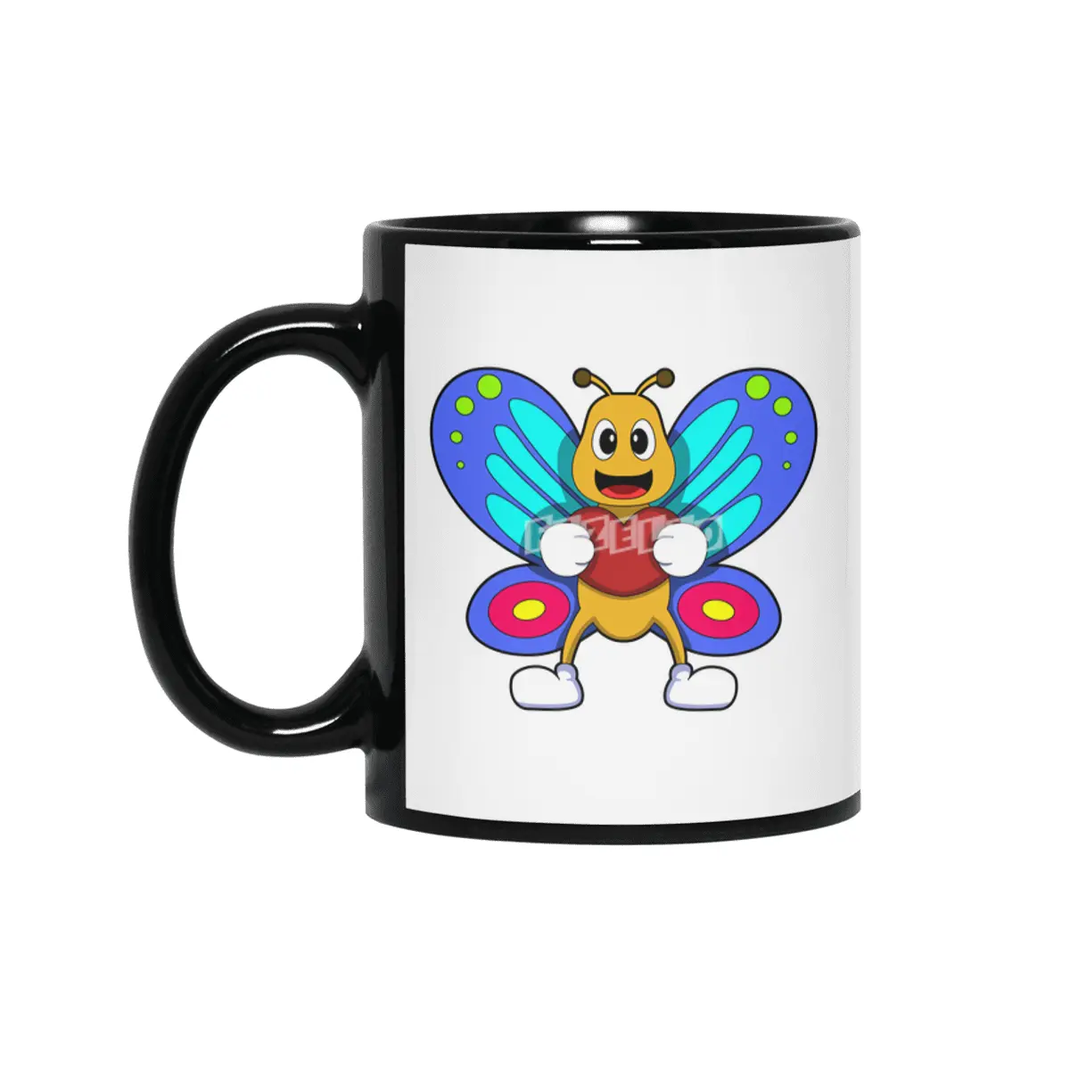 Butterfly with Heart Siyah Kupa