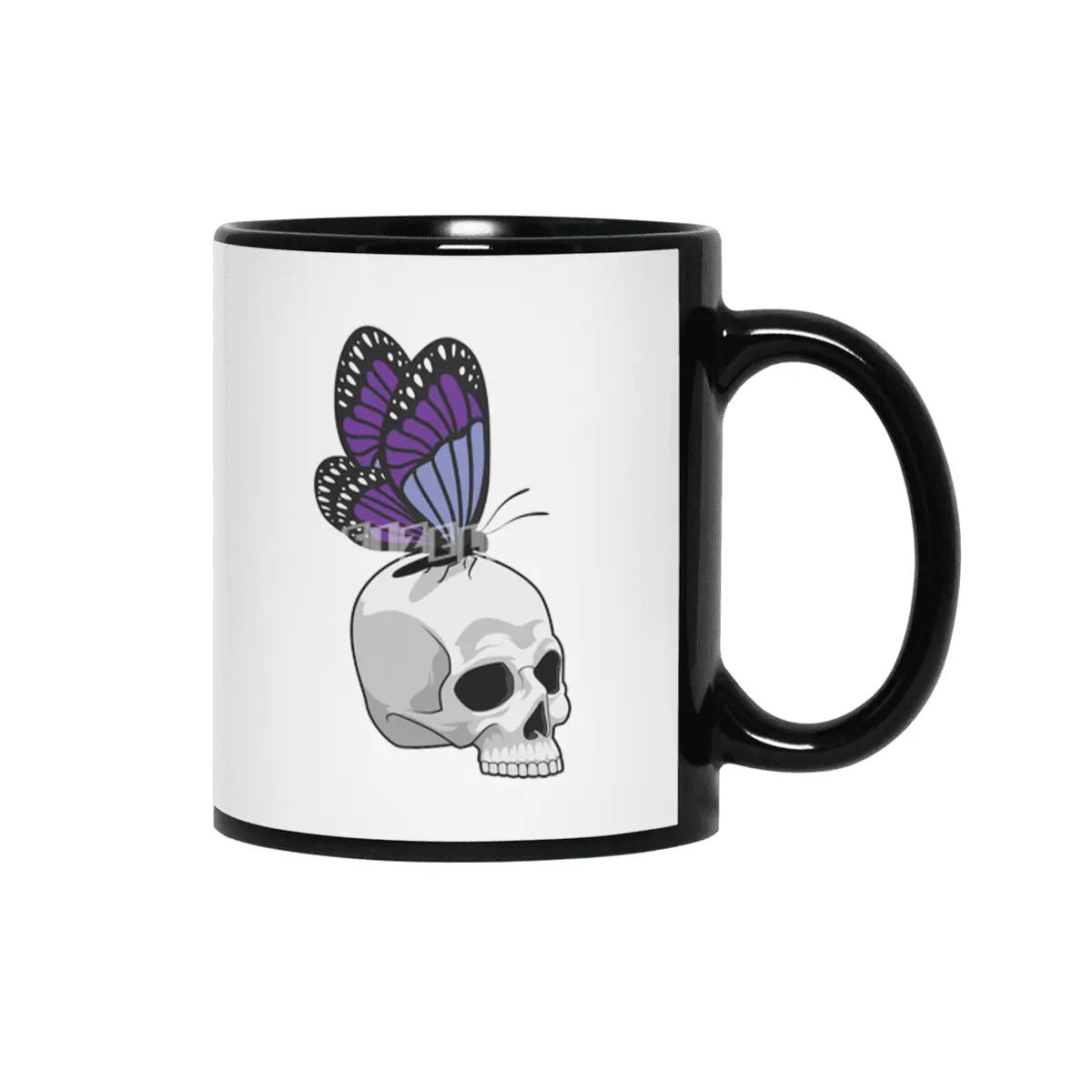 Butterfly with Skull Siyah Kupa