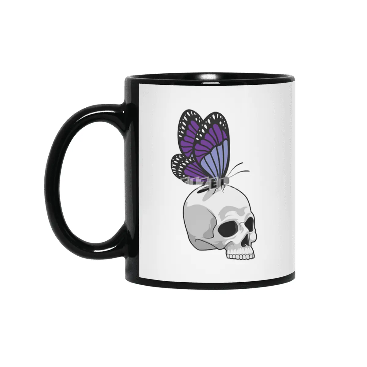 Butterfly with Skull Siyah Kupa
