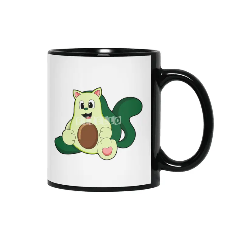 Cat as Avocado Siyah Kupa
