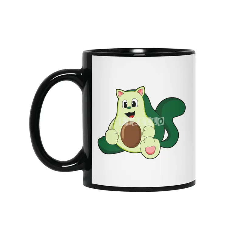 Cat as Avocado Siyah Kupa