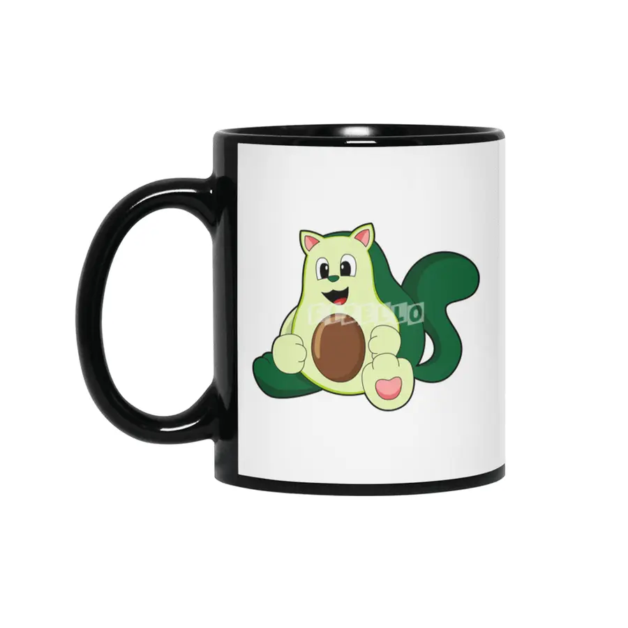 Cat as Avocado Siyah Kupa
