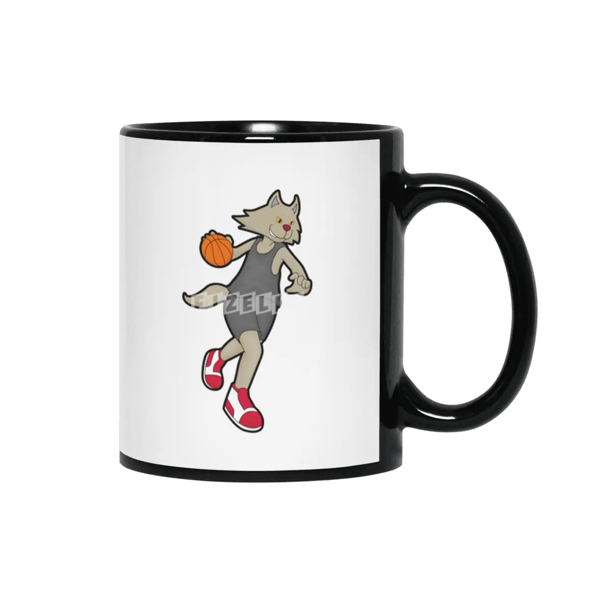 Cat as Basketball player with Basketball Siyah Kupa