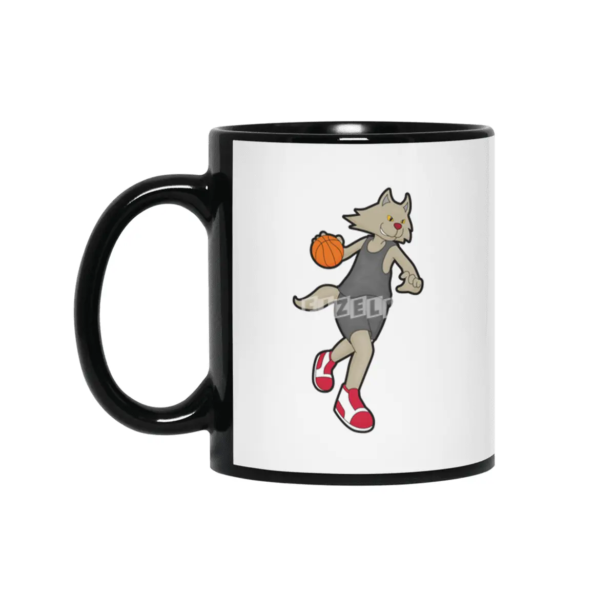 Cat as Basketball player with Basketball Siyah Kupa