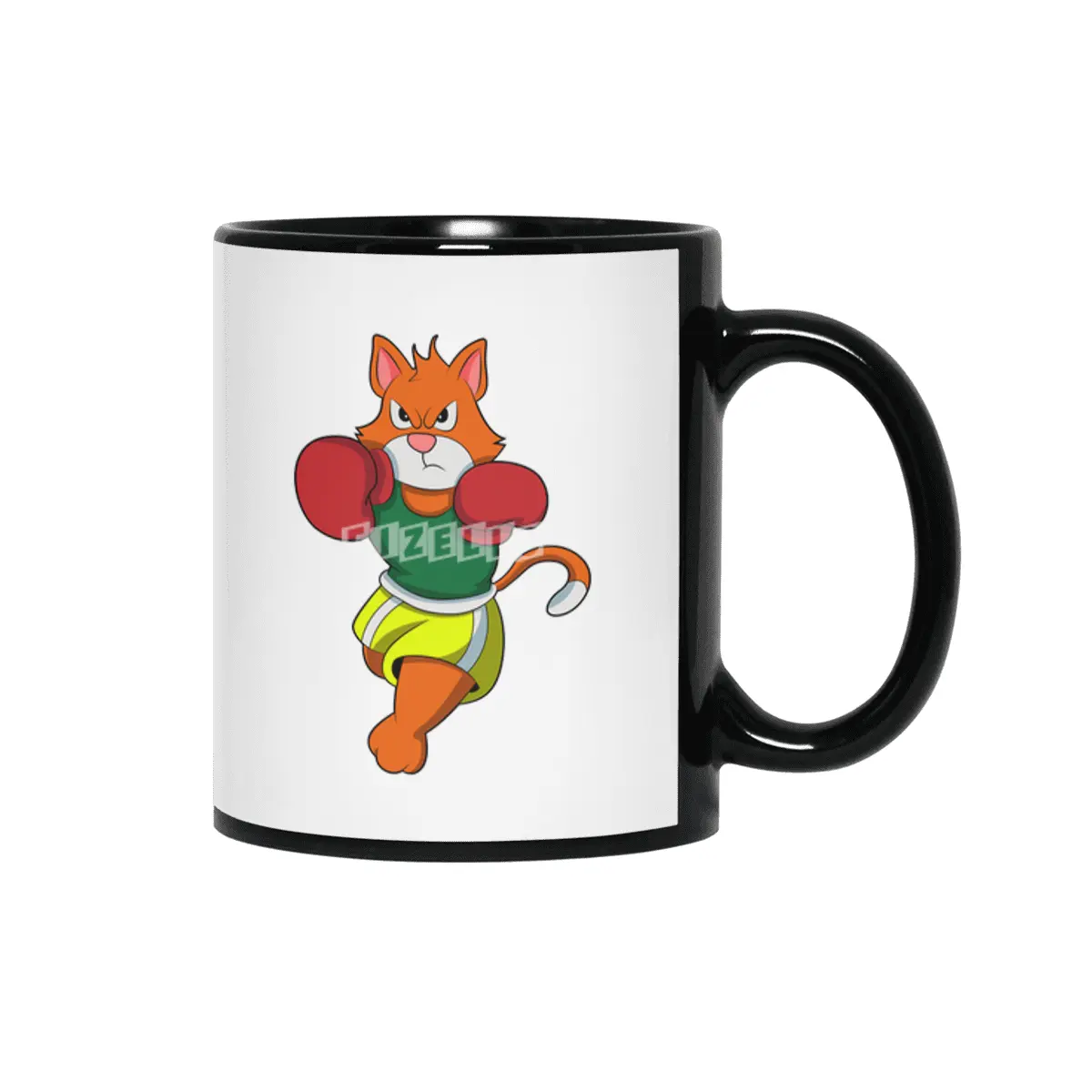 Cat as Boxer with Boxing gloves Siyah Kupa