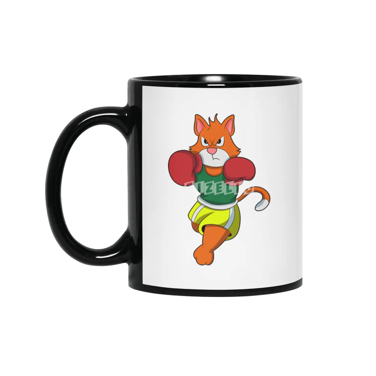Cat as Boxer with Boxing gloves Siyah Kupa
