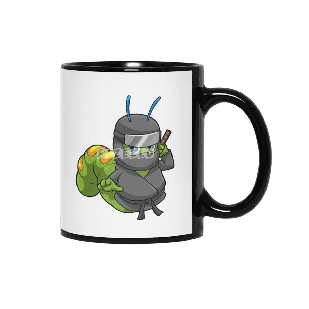 Caterpillar as Ninja with Sword Siyah Kupa