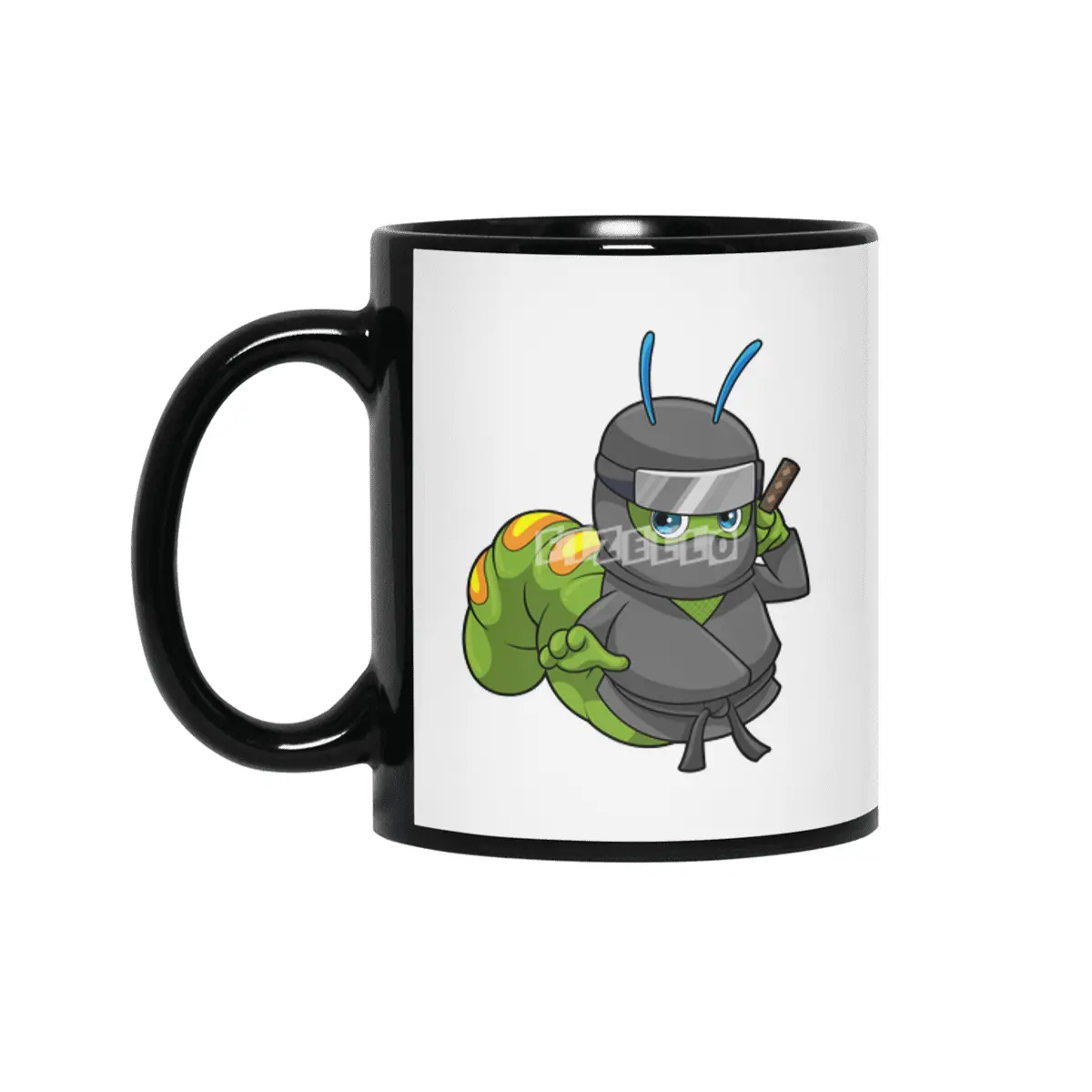 Caterpillar as Ninja with Sword Siyah Kupa