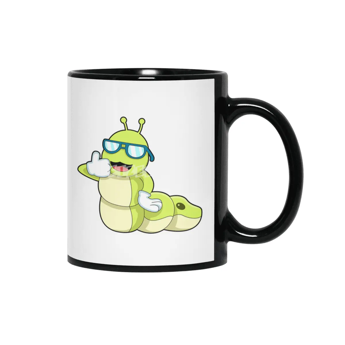 Caterpillar with Glasses Siyah Kupa