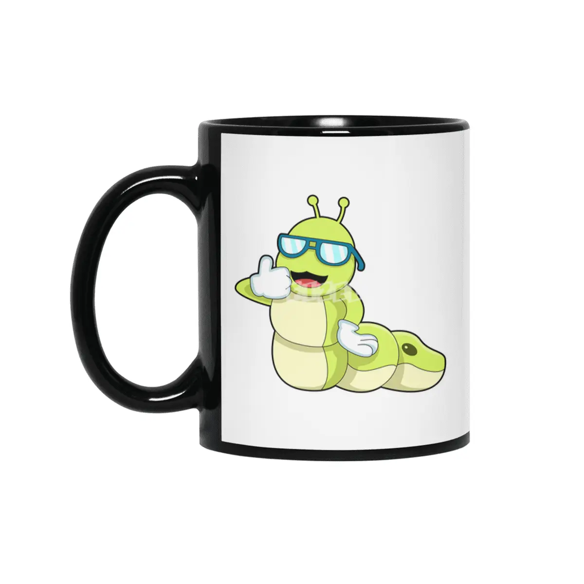 Caterpillar with Glasses Siyah Kupa