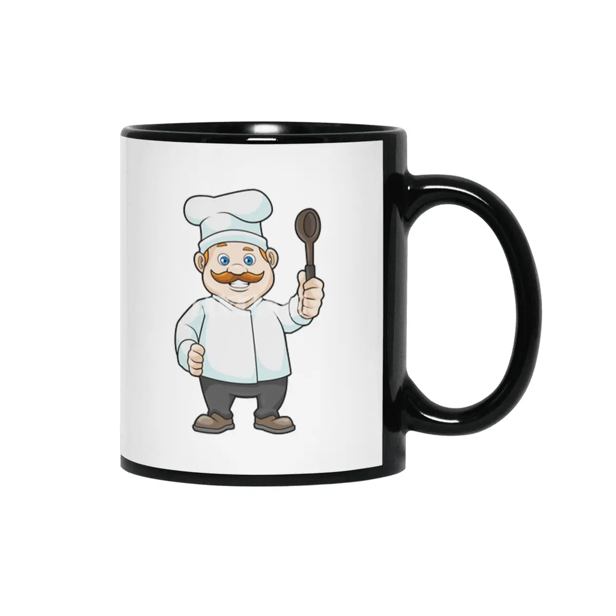 Chef with Chef's hat & Soup spoon Siyah Kupa