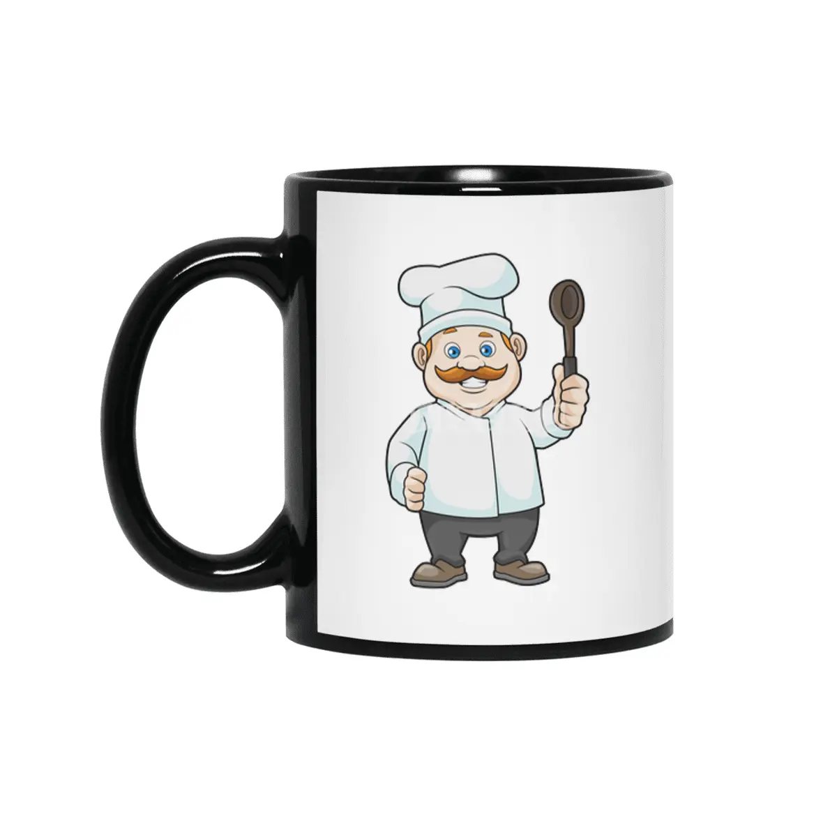 Chef with Chef's hat & Soup spoon Siyah Kupa