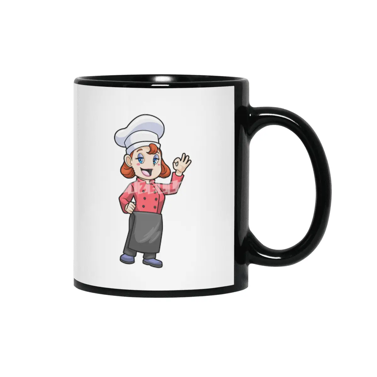Chef with Cooking apron Siyah Kupa