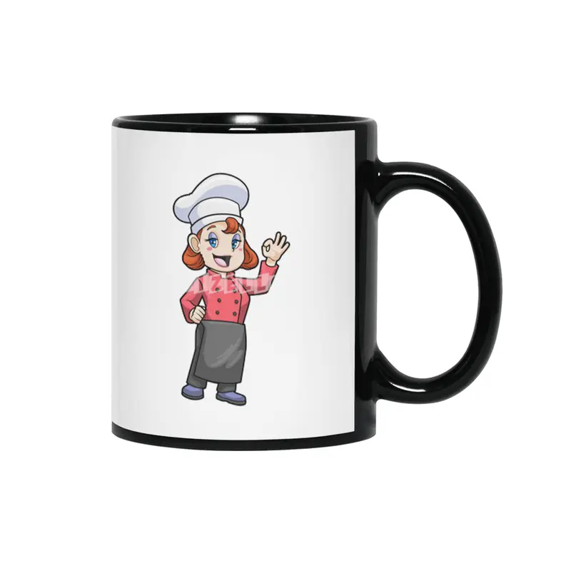 Chef with Cooking apron Siyah Kupa