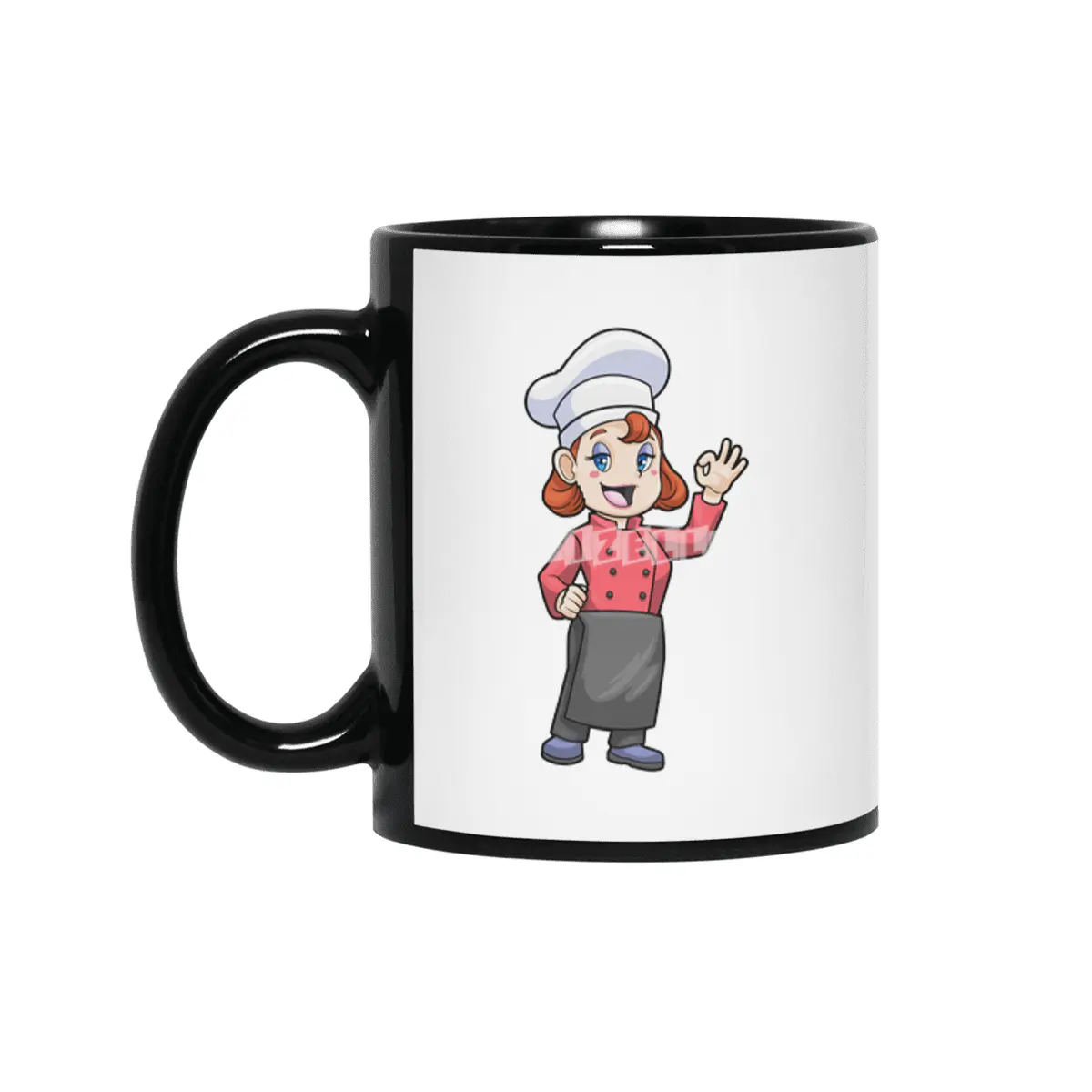 Chef with Cooking apron Siyah Kupa