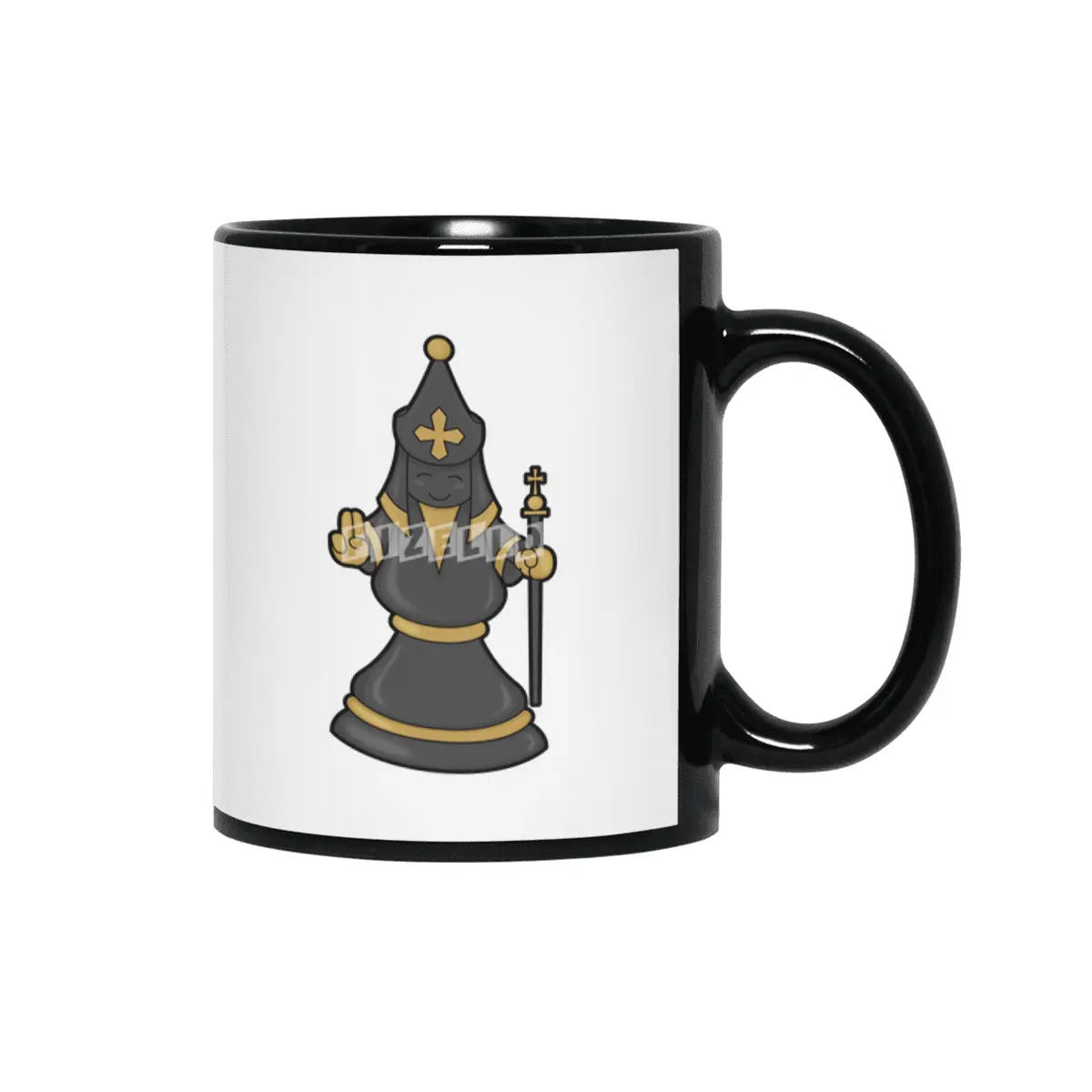 Chess piece Bishop at Chess with Staff Siyah Kupa
