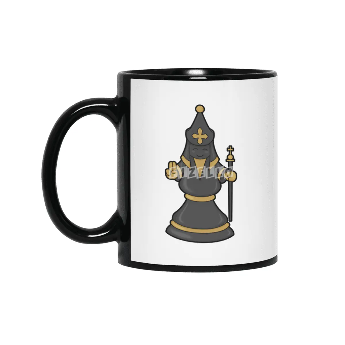 Chess piece Bishop at Chess with Staff Siyah Kupa
