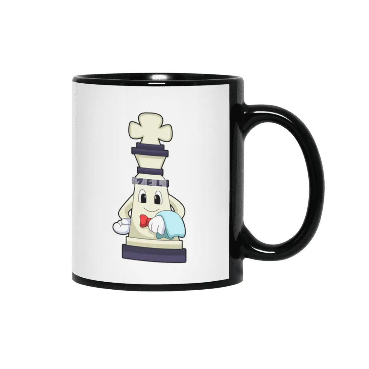 Chess piece King as Waiter with Towel Siyah Kupa