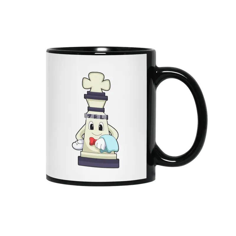 Chess piece King as Waiter with Towel Siyah Kupa