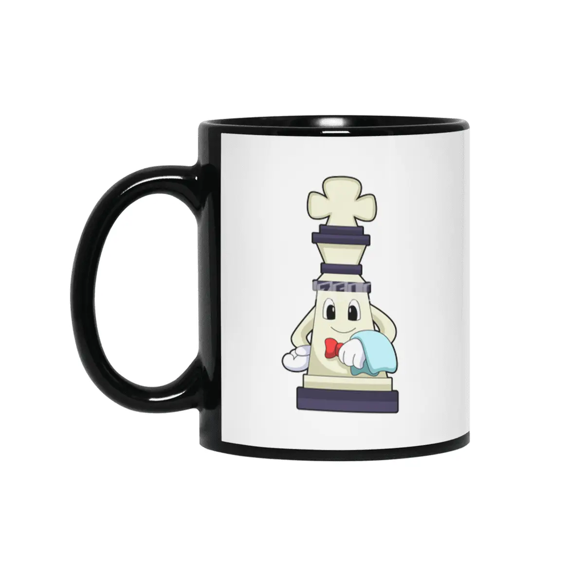Chess piece King as Waiter with Towel Siyah Kupa