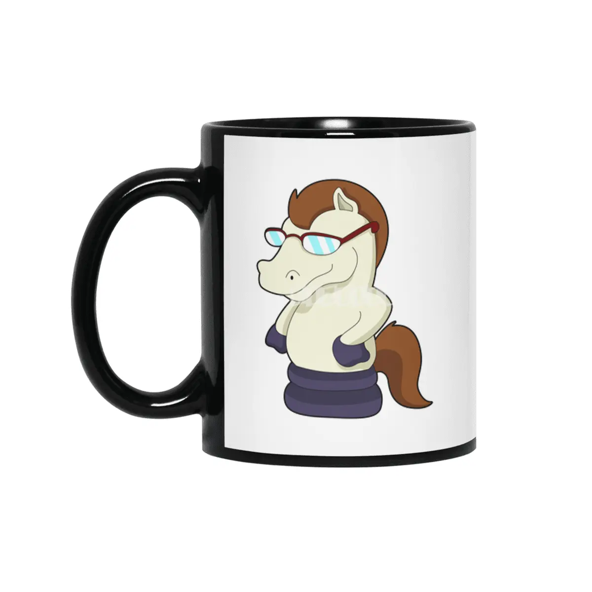 Chess piece Knight as Horse with Sunglasses Siyah Kupa