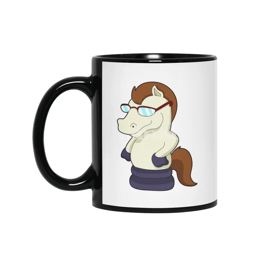 Chess piece Knight as Horse with Sunglasses Siyah Kupa