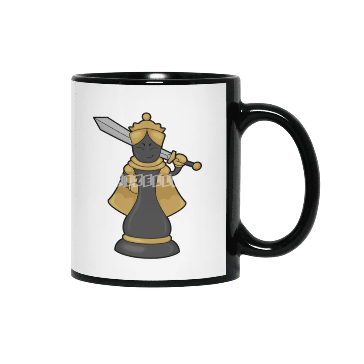 Chess piece Queen at Chess with Sword Siyah Kupa