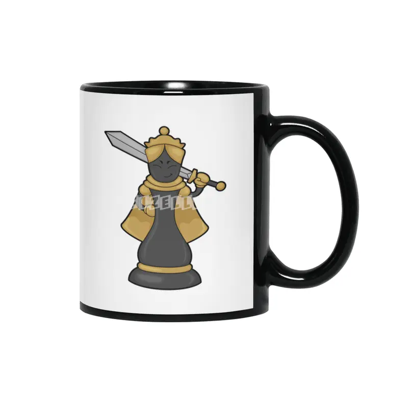 Chess piece Queen at Chess with Sword Siyah Kupa