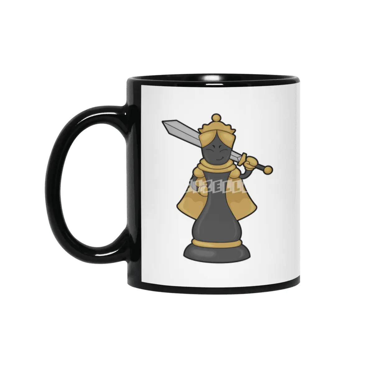 Chess piece Queen at Chess with Sword Siyah Kupa