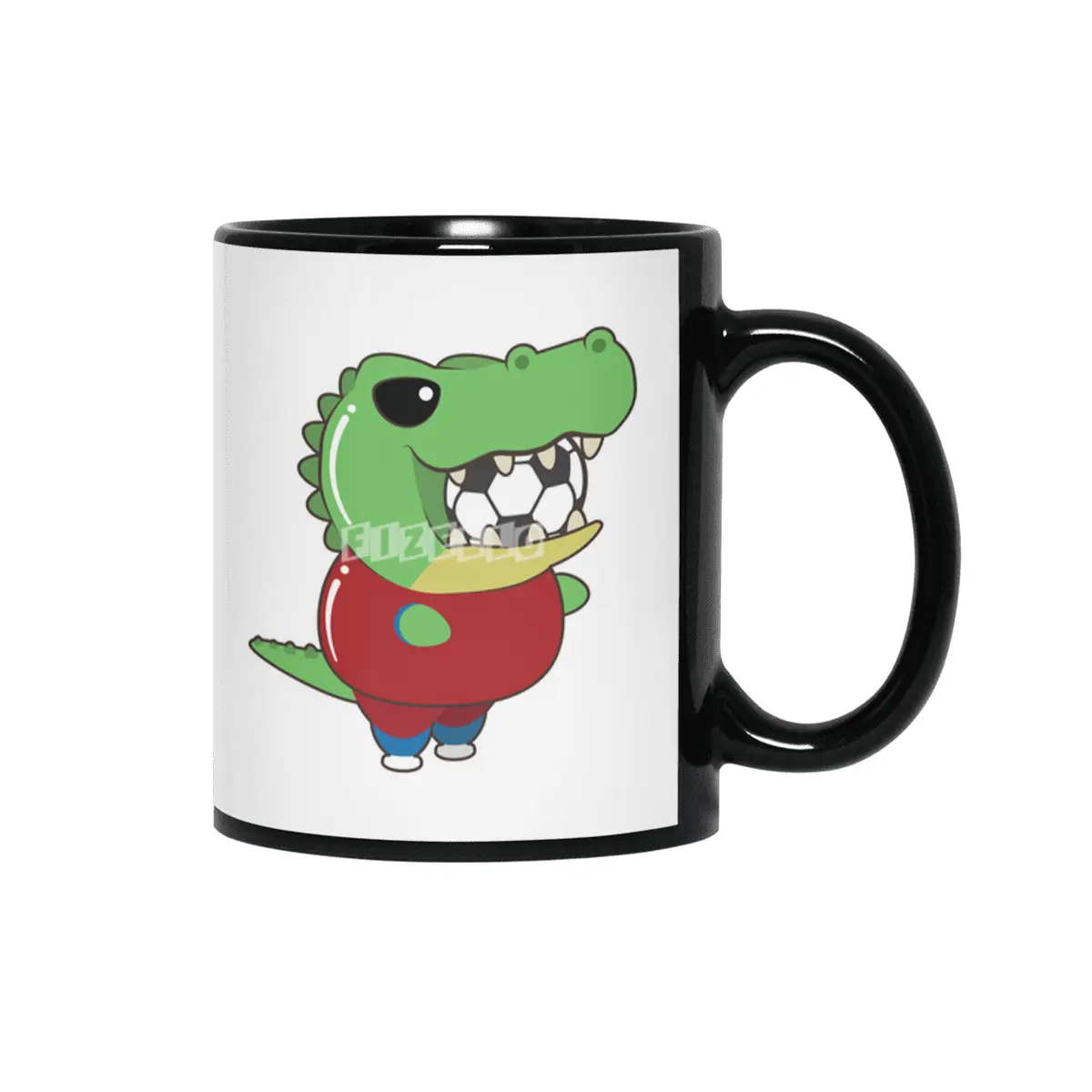 Crocodile as Soccer player with Soccer ball Siyah Kupa