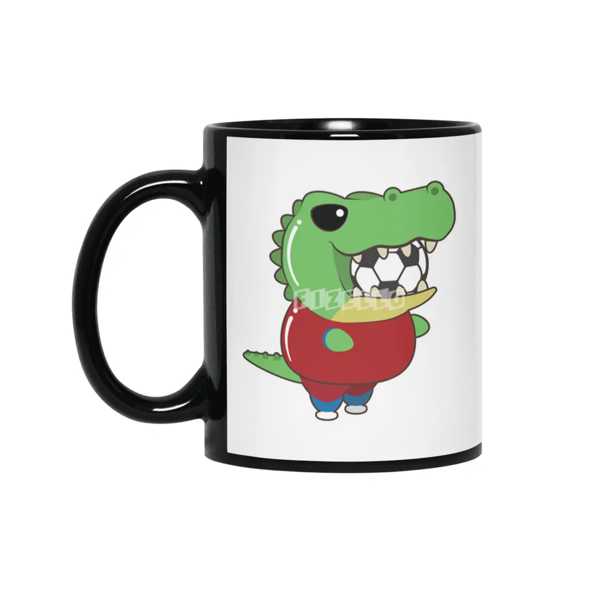 Crocodile as Soccer player with Soccer ball Siyah Kupa